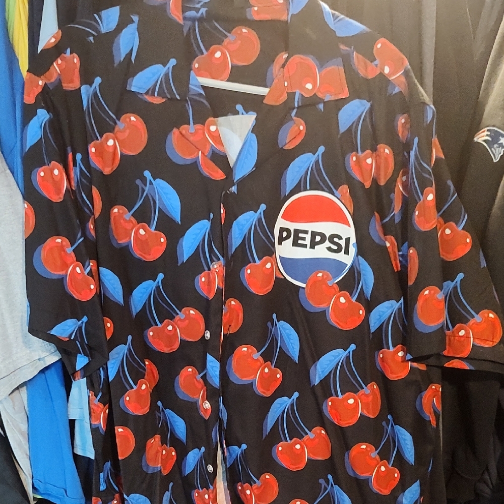 Pepsi Cherry Graphic Shirt with Blue Accents